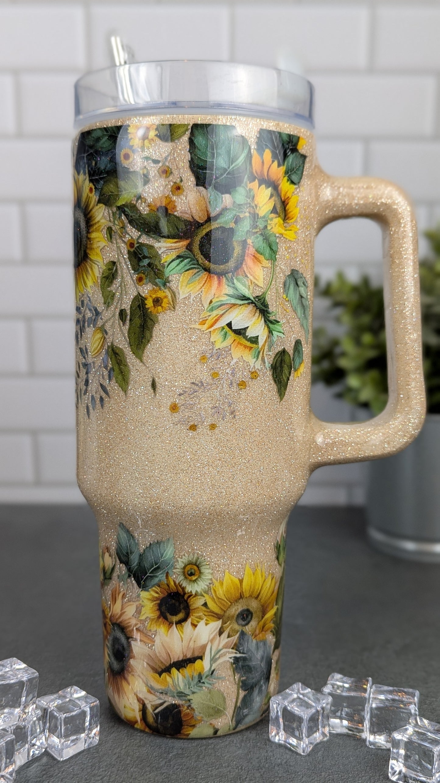 Wild Sunflowers 40 oz Tumbler w/Handle