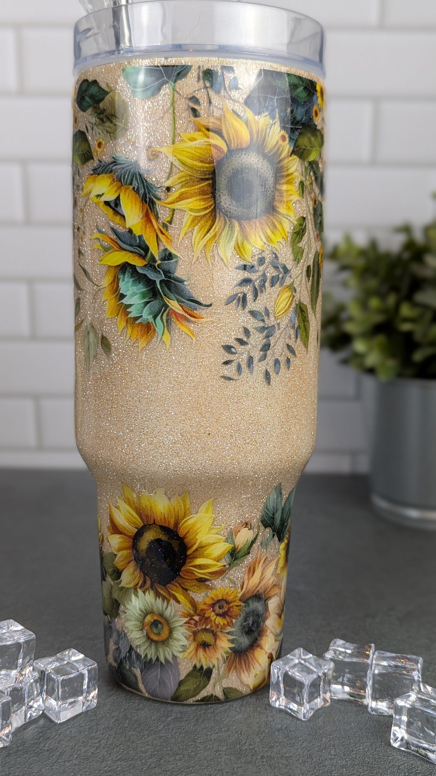 Wild Sunflowers 40 oz Tumbler w/Handle