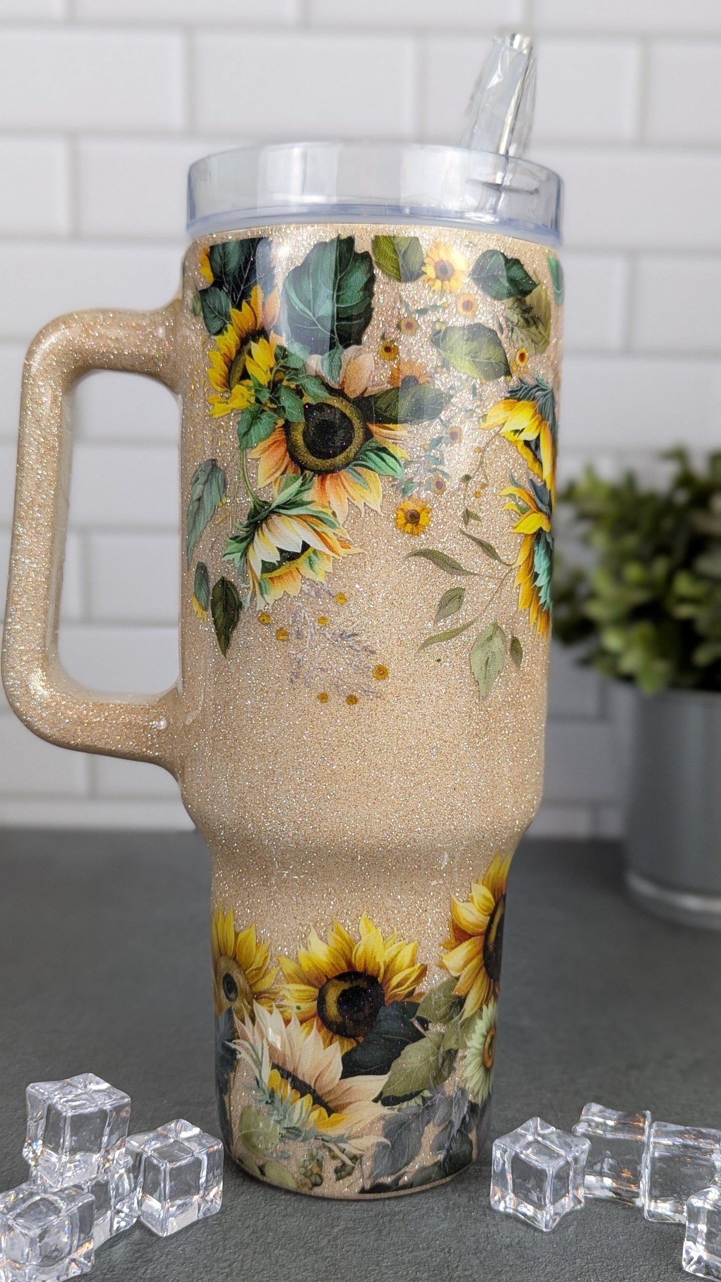 Wild Sunflowers 40 oz Tumbler w/Handle