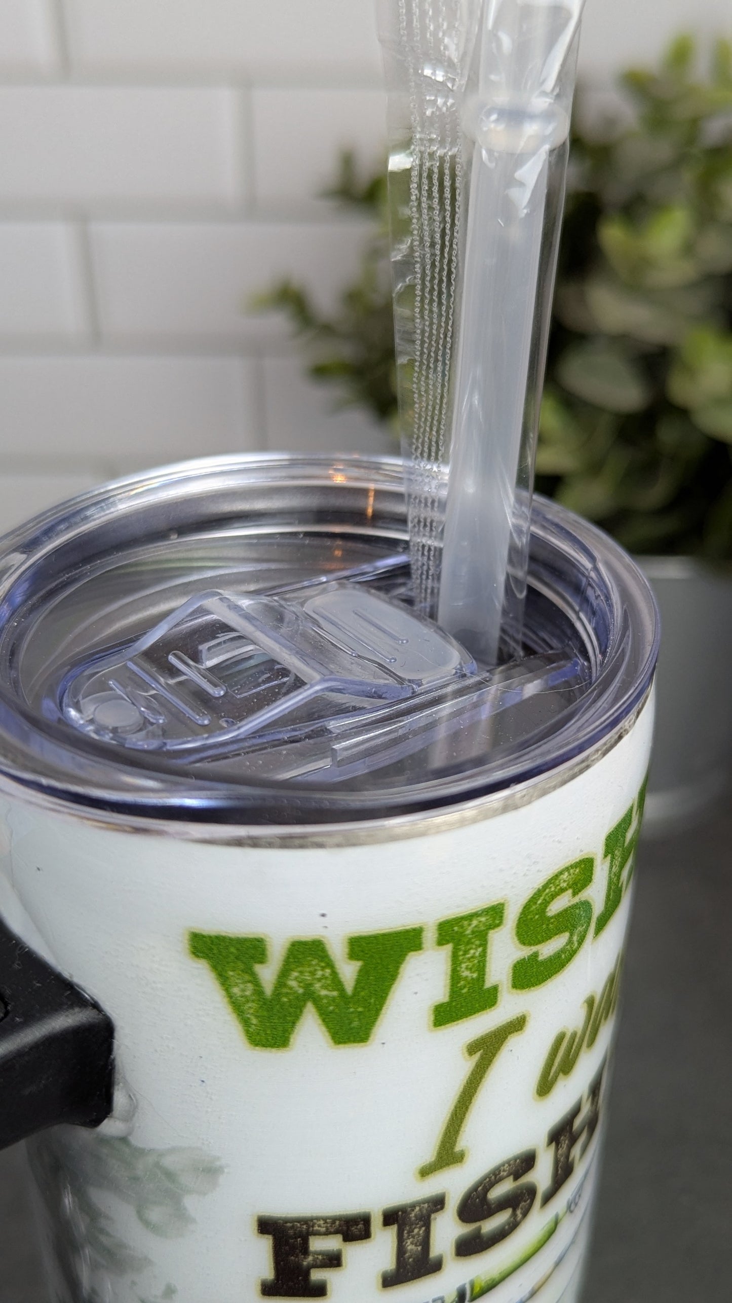 Wishin' I Was Fishen' 20 oz Tumbler w/Handle