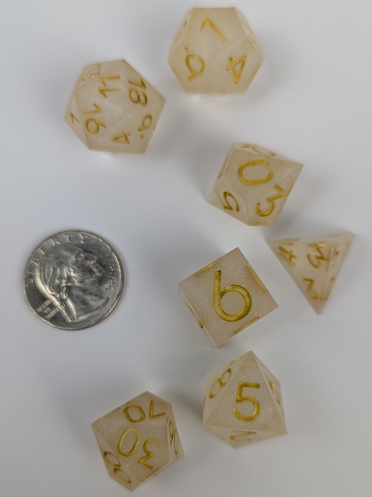Cream & Gold Dice Set