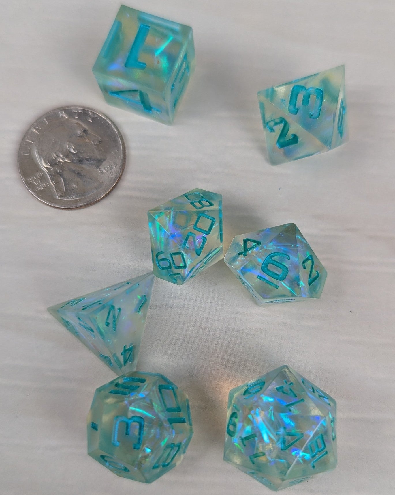 Teal Iridescent Dice Set