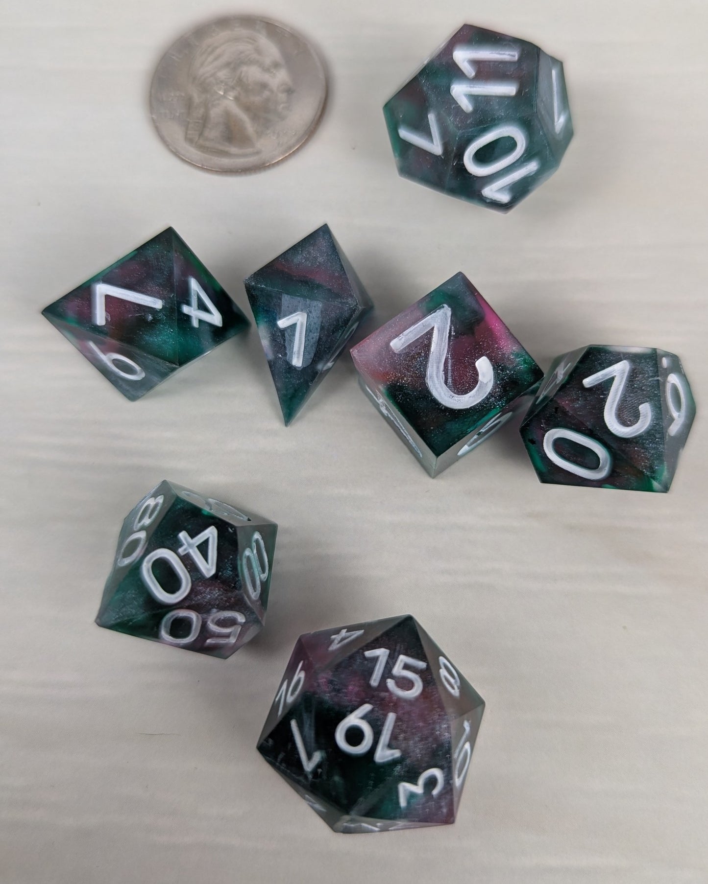 Green/Aqua & Pink Dice Set