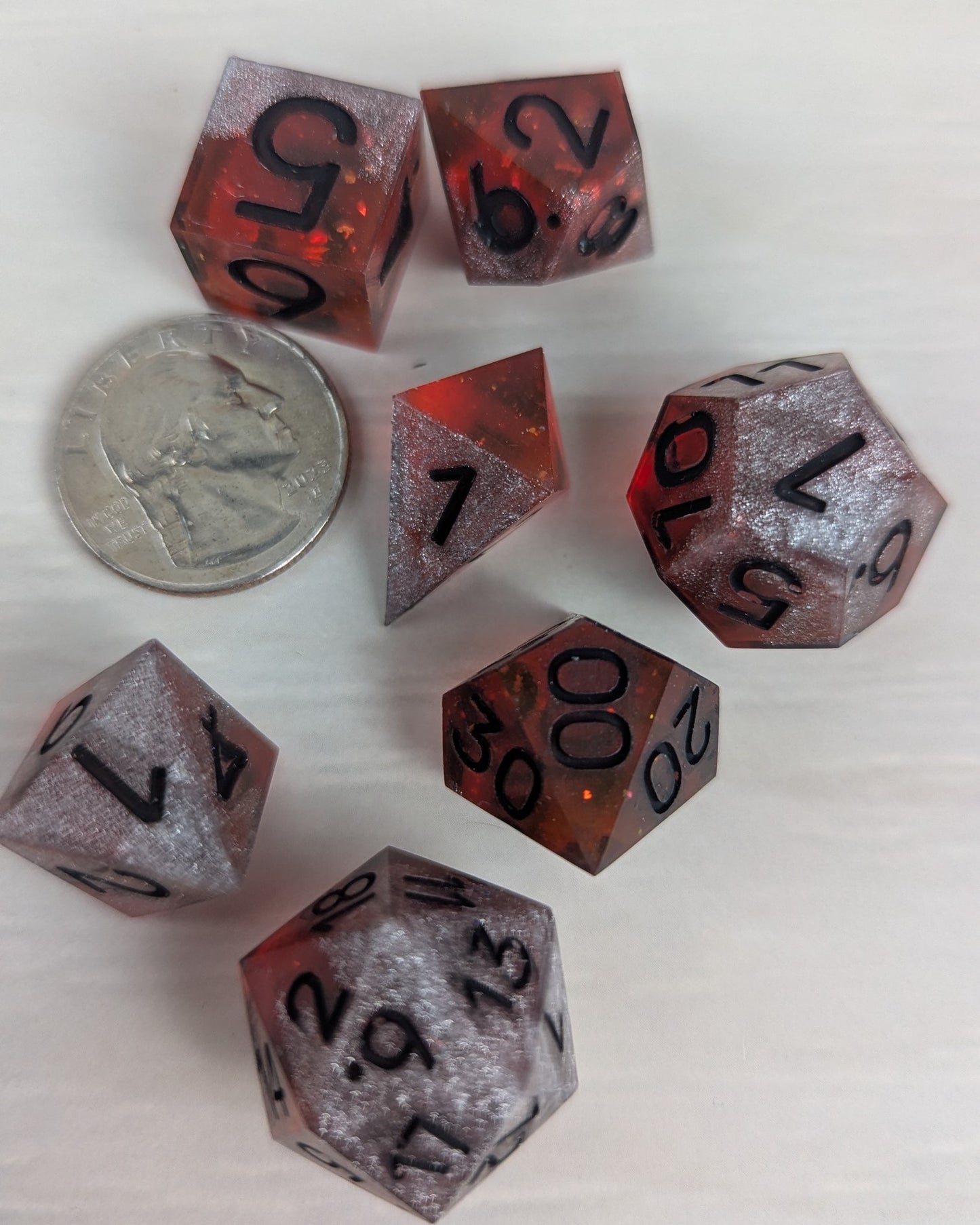 Red & Silver Dice Set