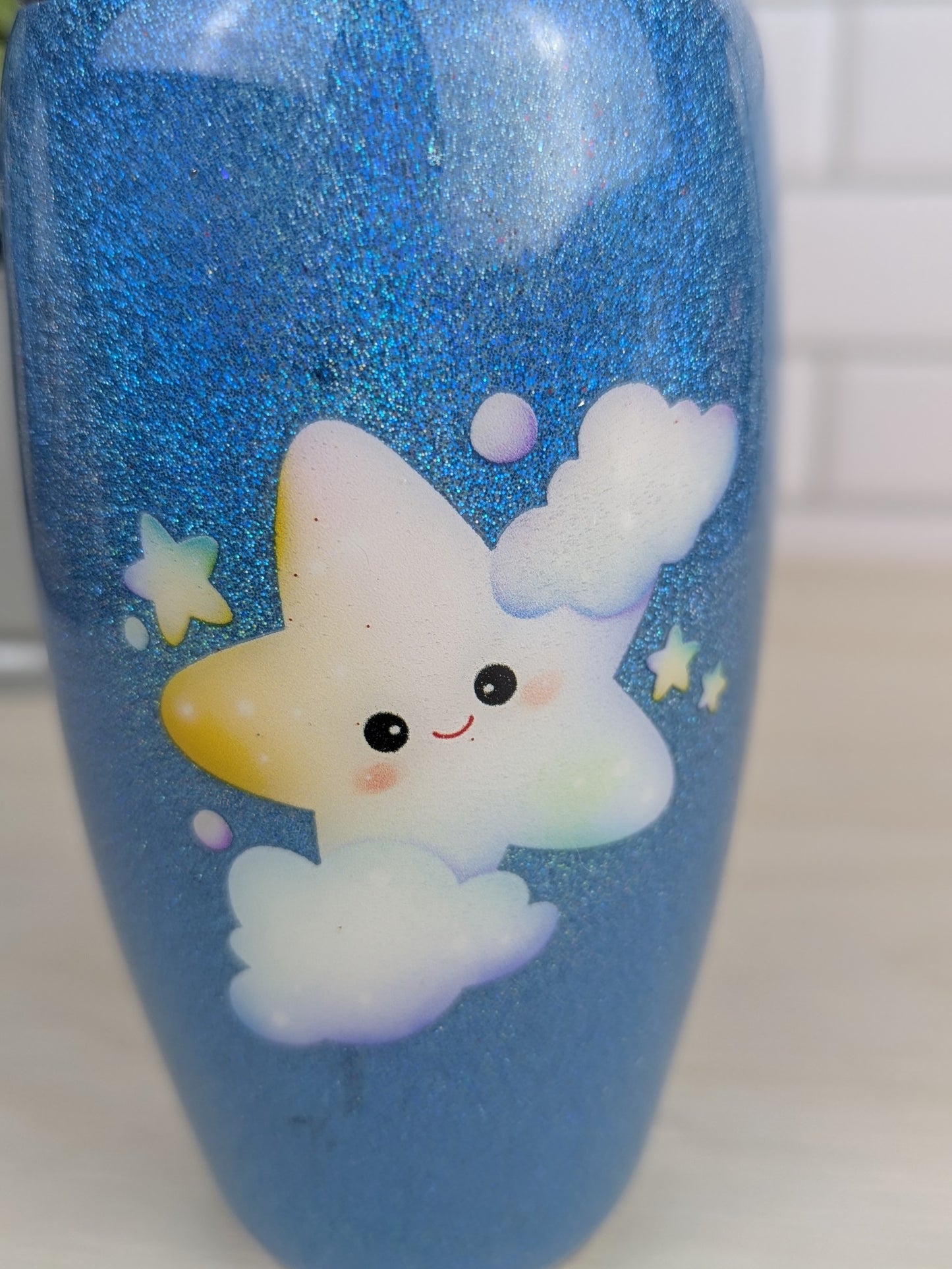 Twinkly Star Blue Holographic Glitter 12 oz All Around Sippy Cup