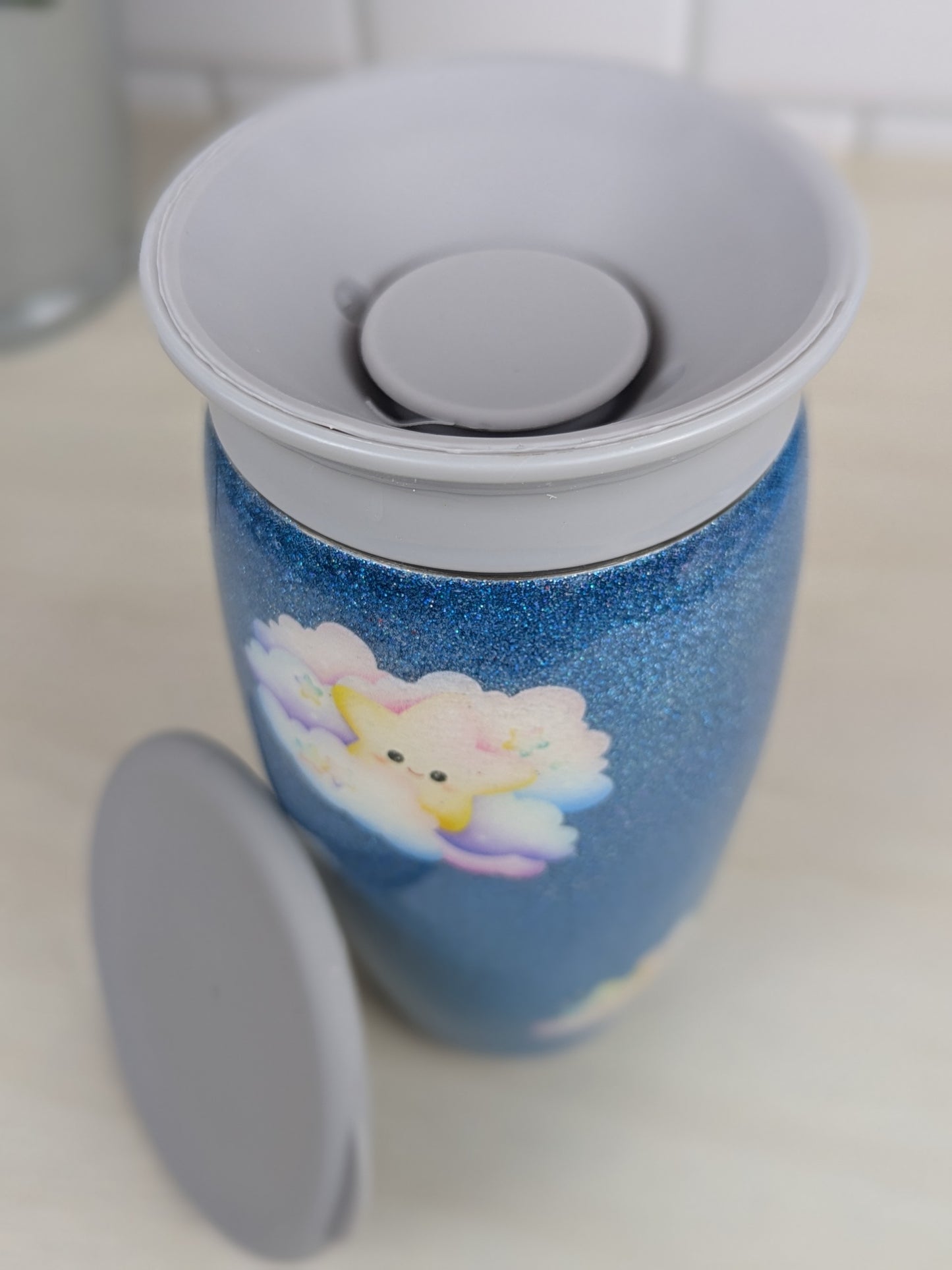 Twinkly Star Blue Holographic Glitter 12 oz All Around Sippy Cup