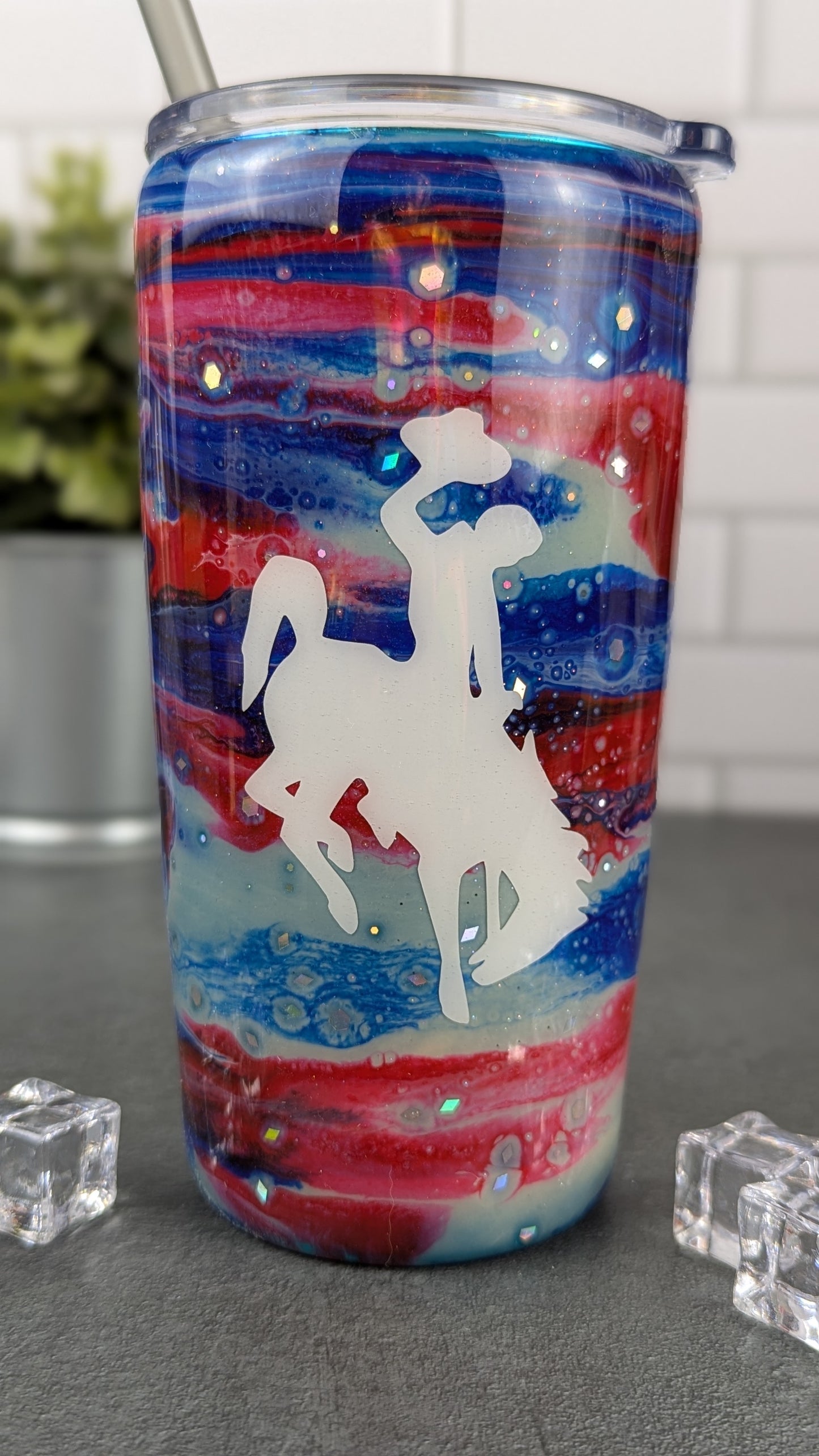 Steamboat Glitter & Alcohol Swirl 20 oz Tumbler