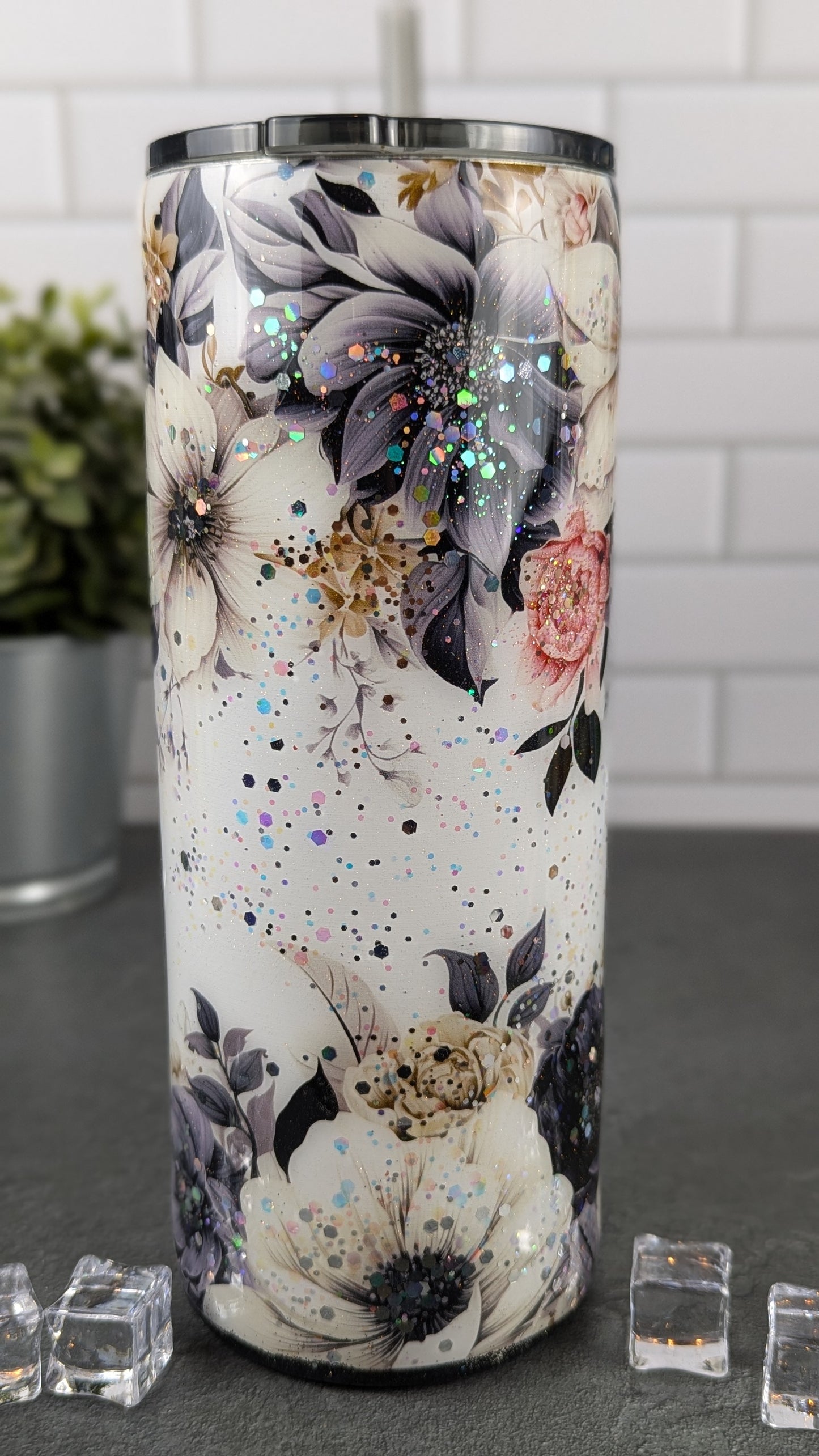 Dark Floral 30 oz Tumbler