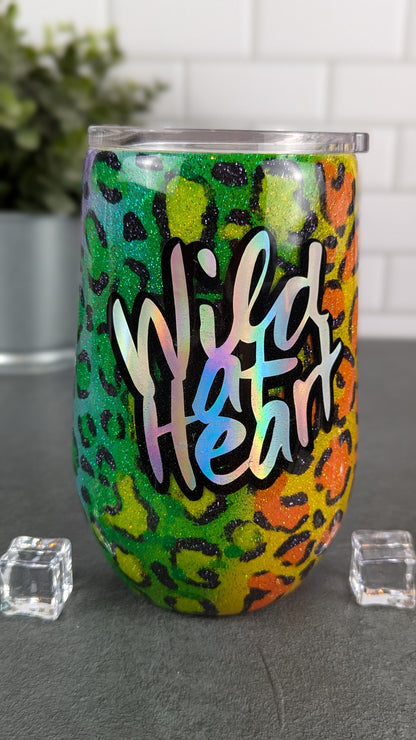 Wild at Heart Rainbow Cheetah Spot Wine Tumbler