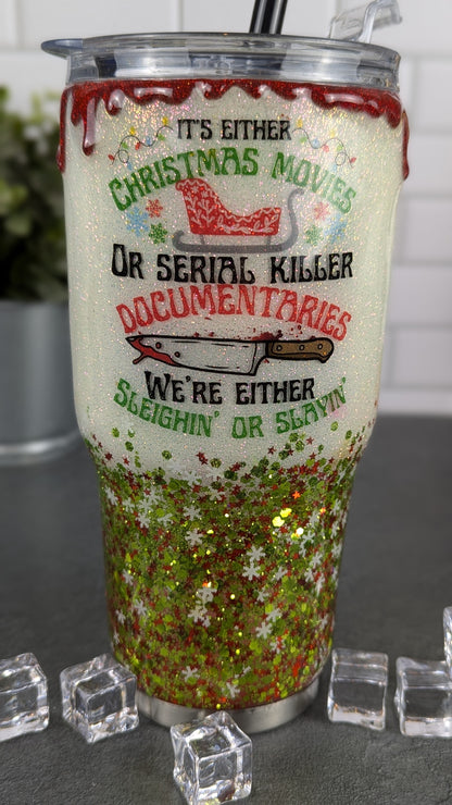 Sleighing or Staying Christmas 34 oz Tumbler