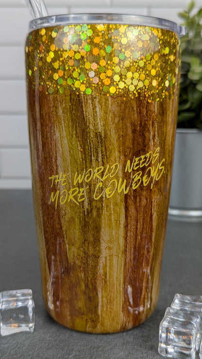 Pistol Pete Woodgrain/Glitter 20 oz Tumbler