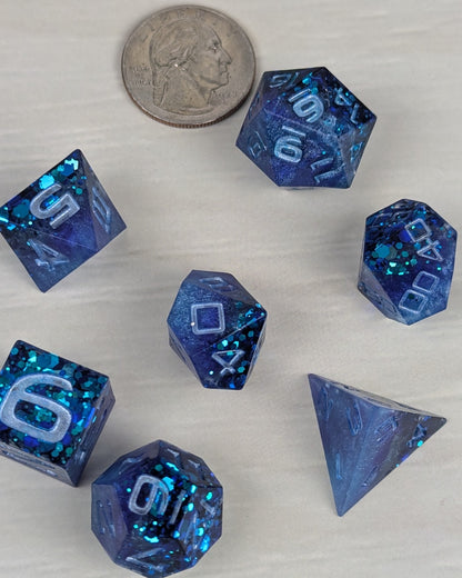 Blue Sparkle Split Dice Set