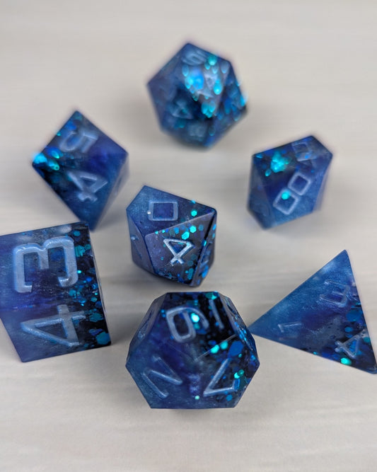 Blue Sparkle Split Dice Set