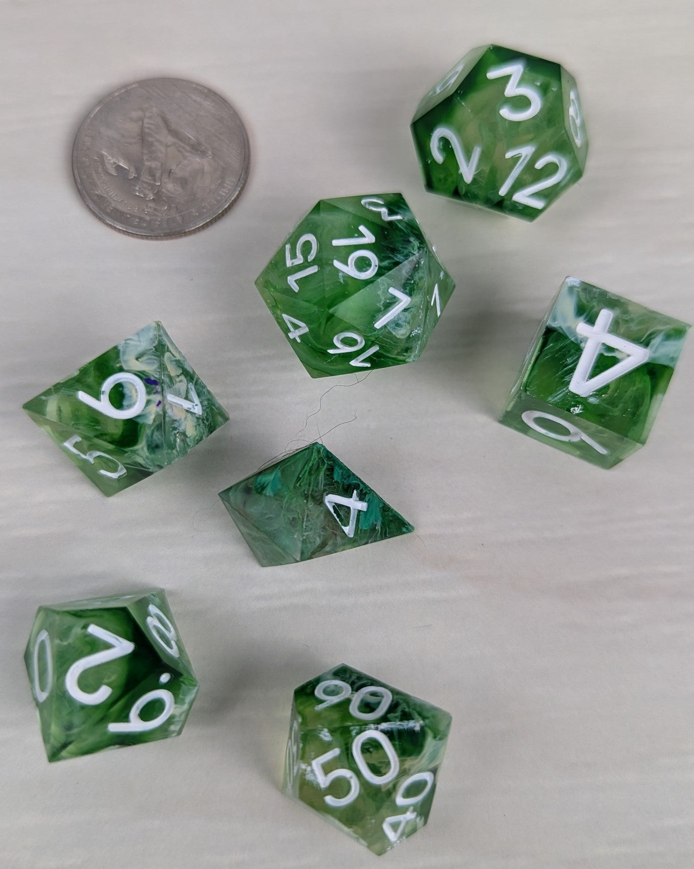 Green Swirl Dice Set