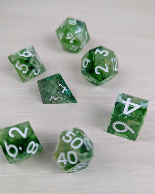 Green Swirl Dice Set