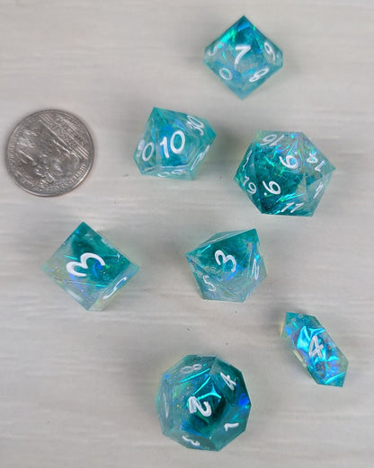 Aqua Iridescent Dice Set