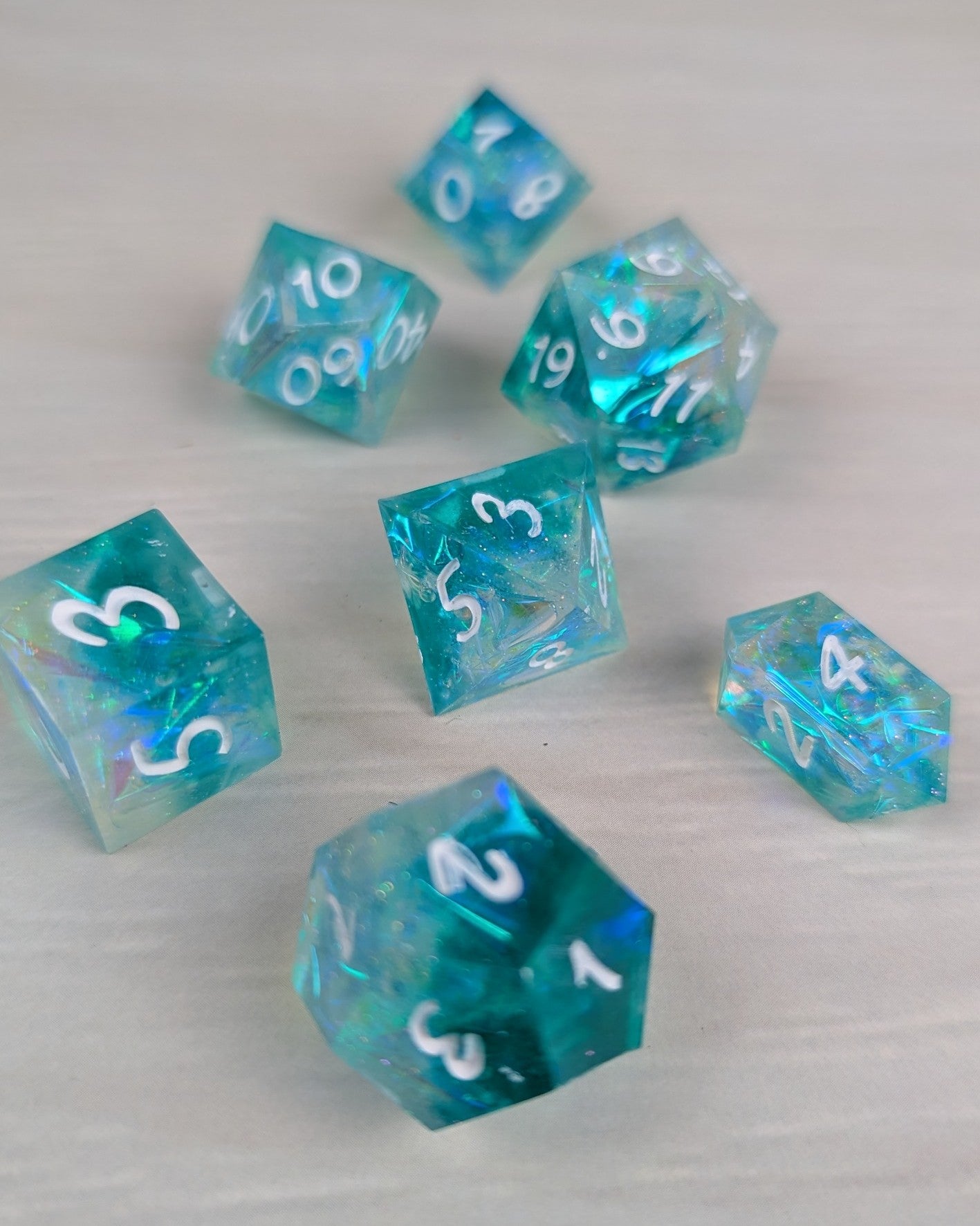 Aqua Iridescent Dice Set