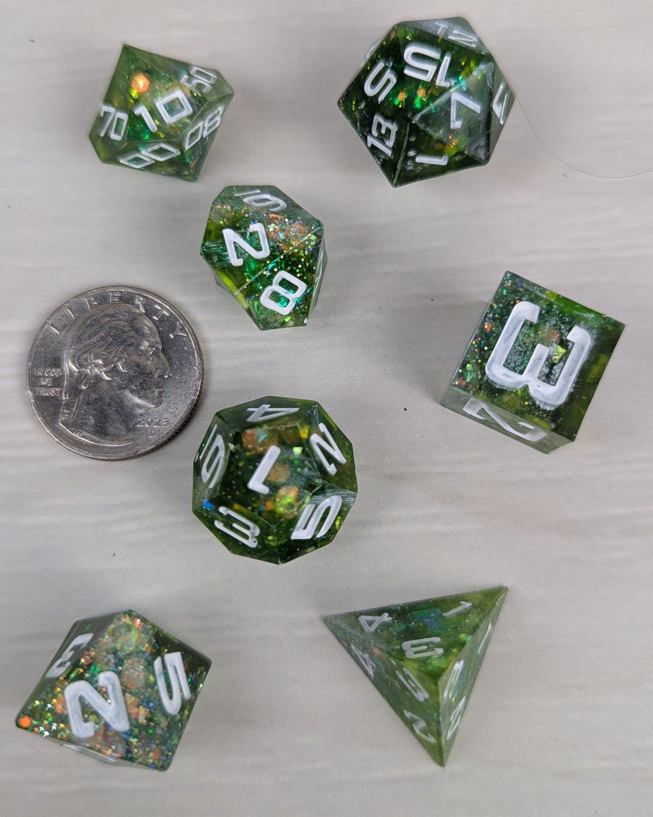 Green Sparkle Dice Set