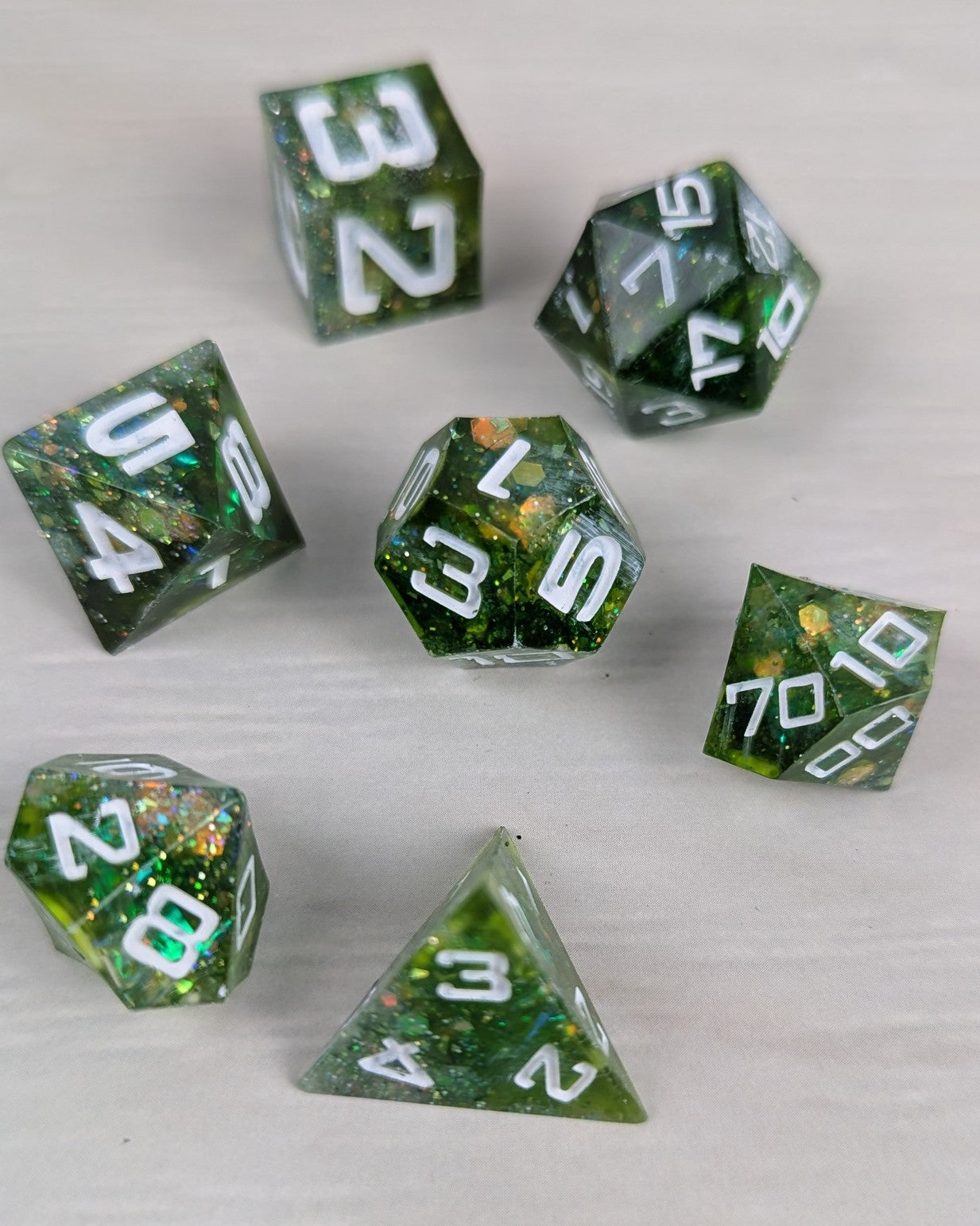 Green Sparkle Dice Set