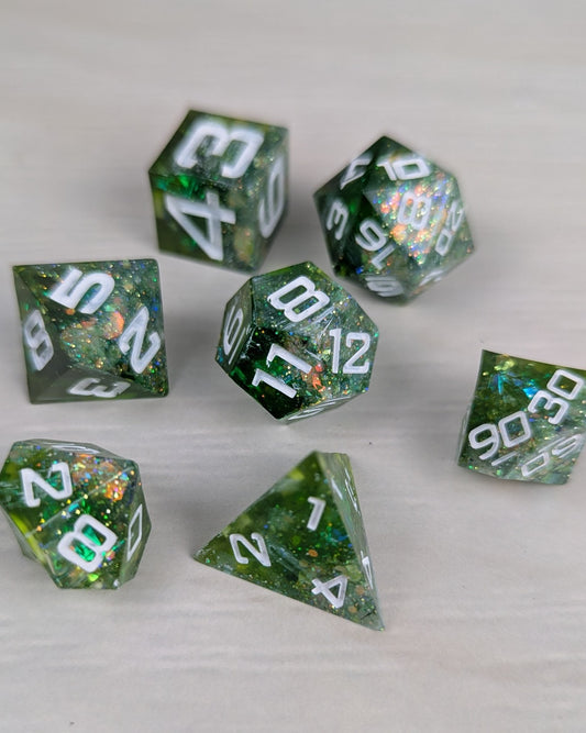 Green Sparkle Dice Set