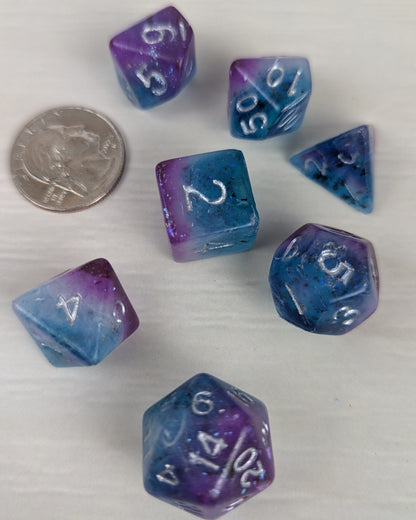 Purple & Aqua Rounded Edge Dice Set