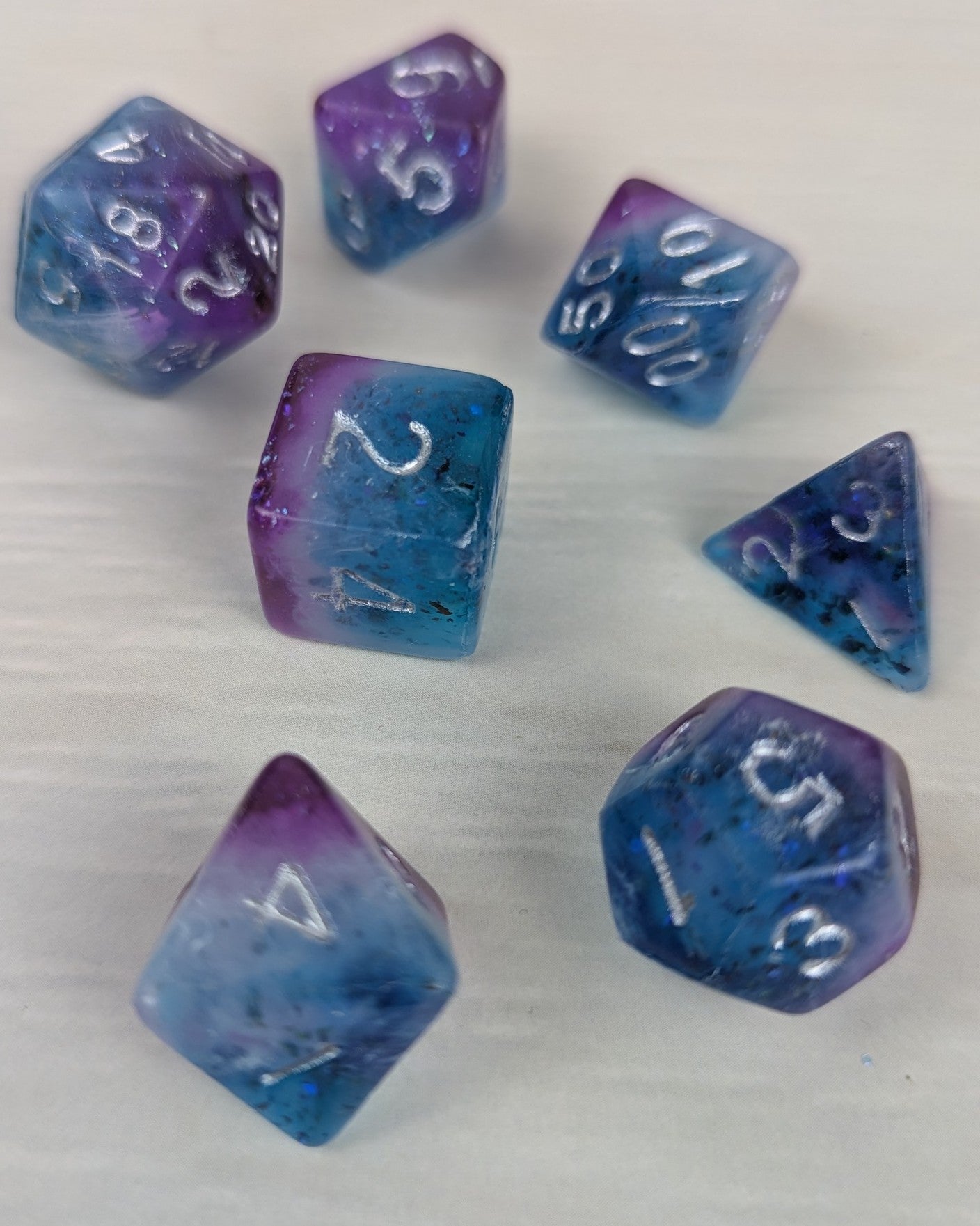 Purple & Aqua Rounded Edge Dice Set