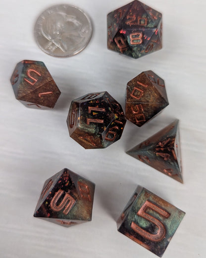 Metallic Copper & Black Dice Set