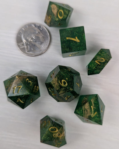 Green & Gold Dice Set