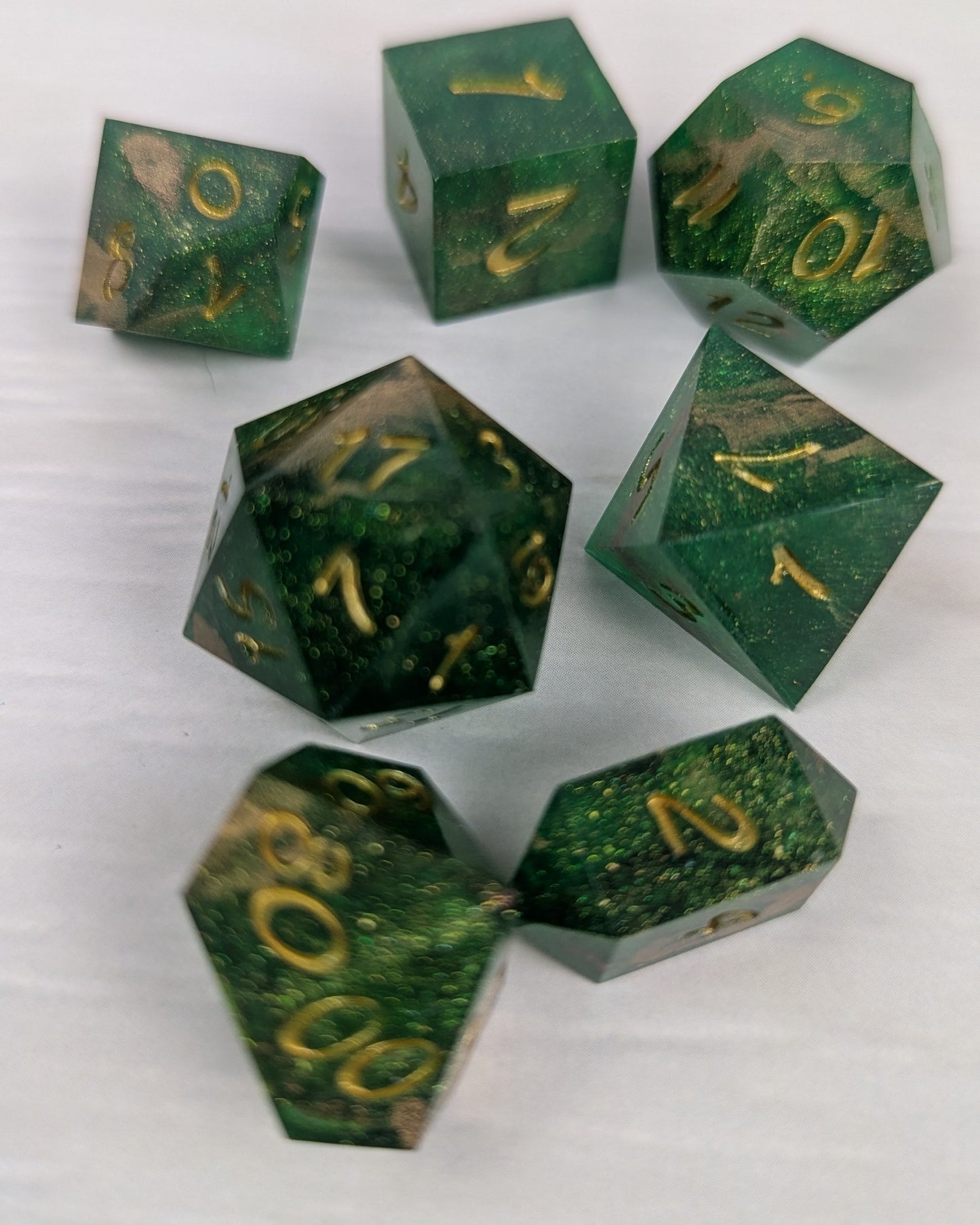 Green & Gold Dice Set