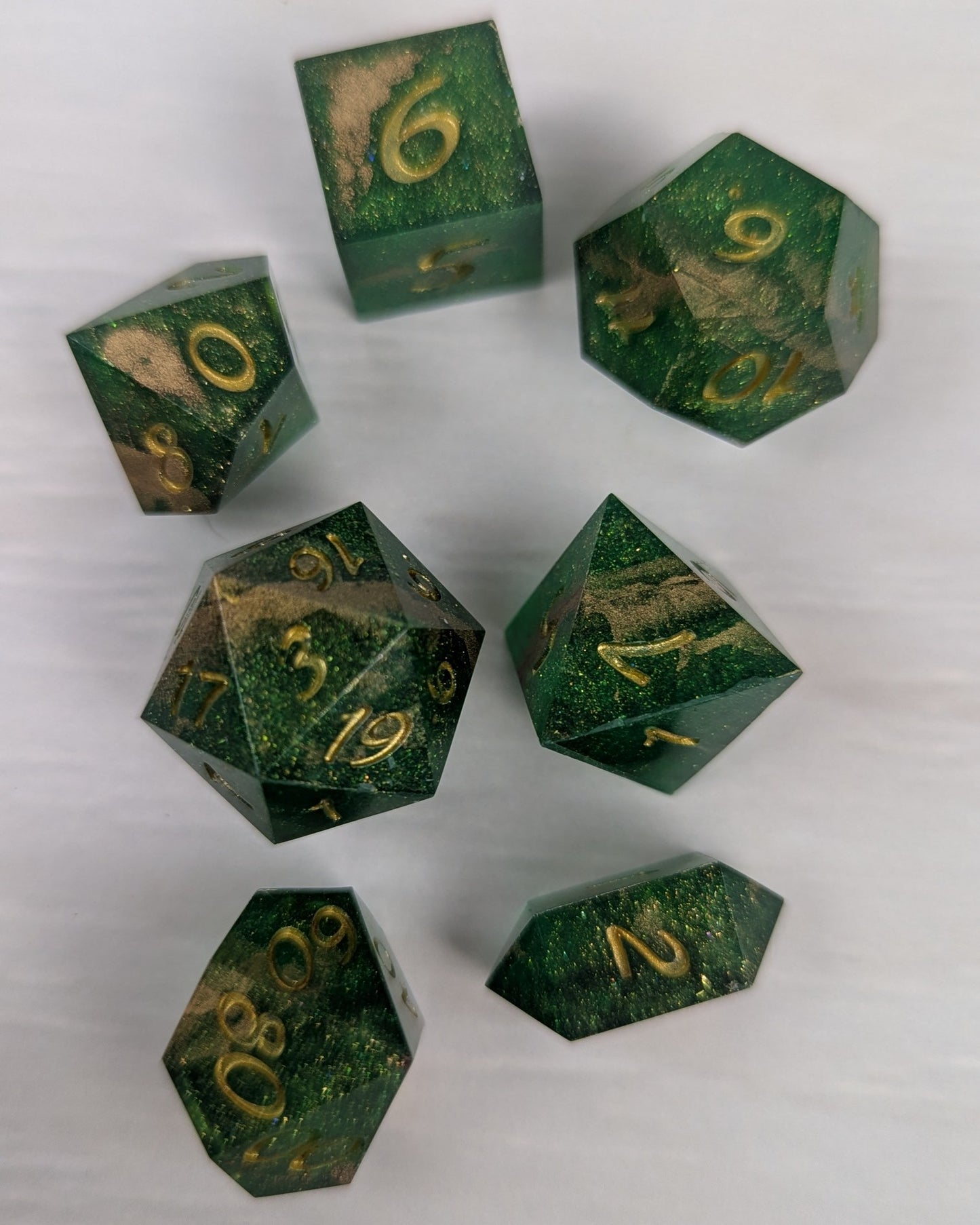 Green & Gold Dice Set