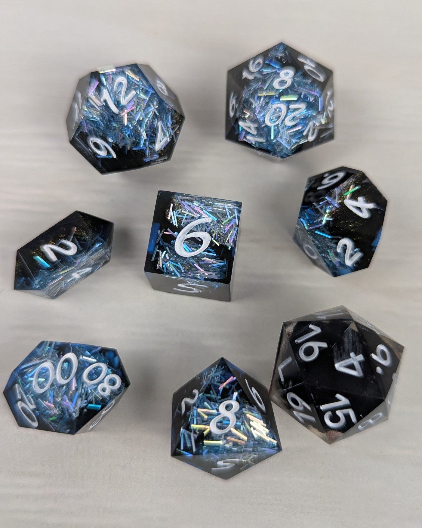 Black & Blue Tinsel Dice Set