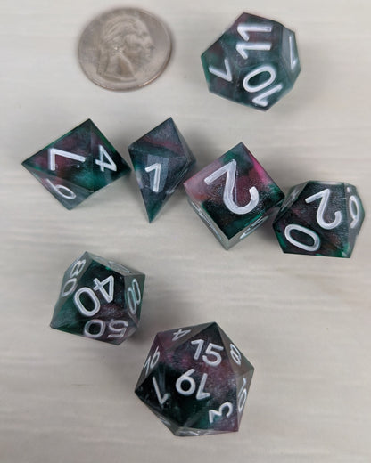 Green/Aqua & Pink Dice Set