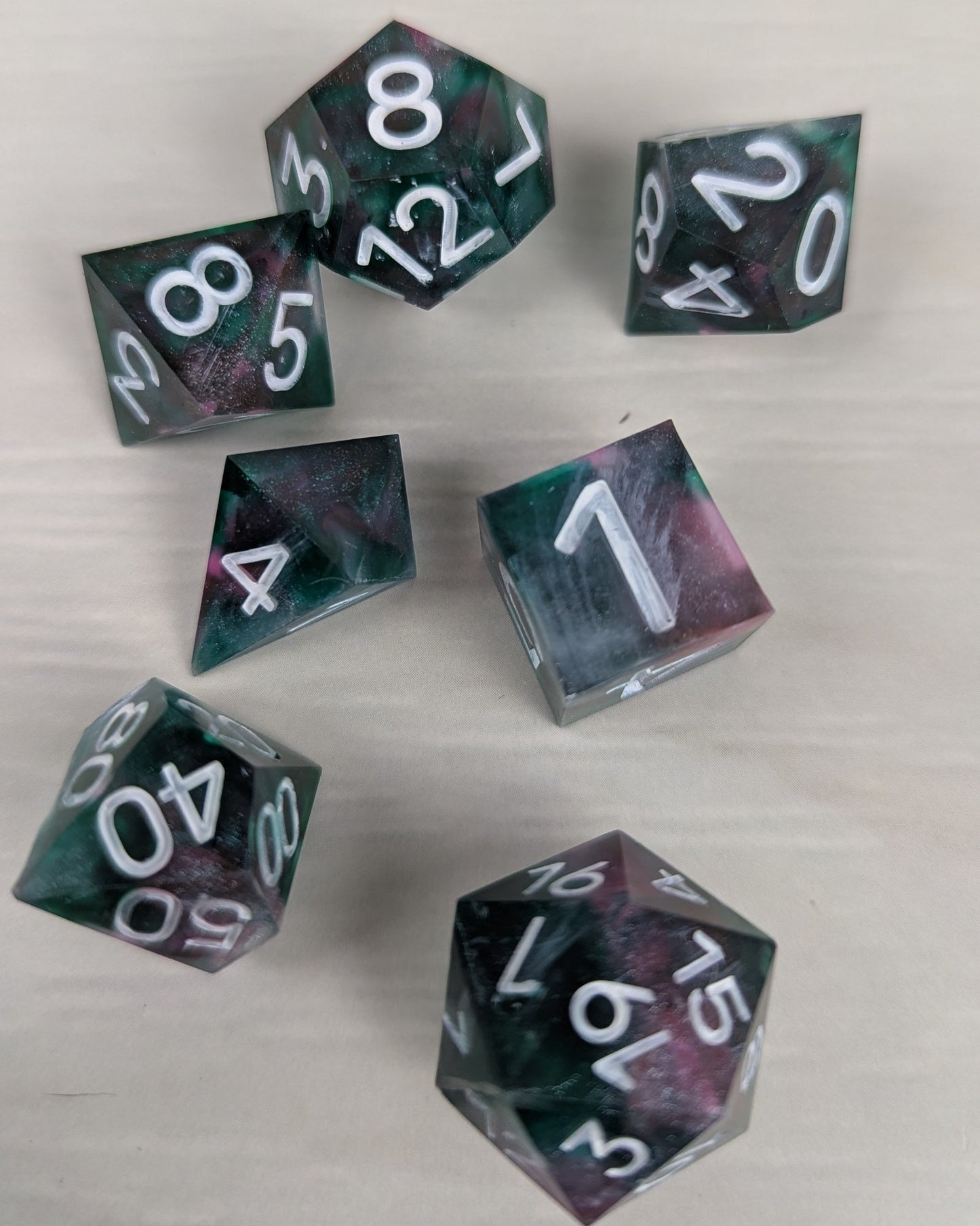 Green/Aqua & Pink Dice Set