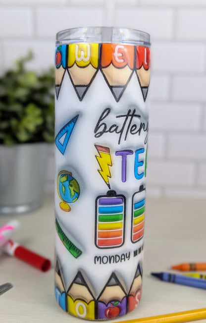 3-D Teacher Battery 20 oz Tumbler