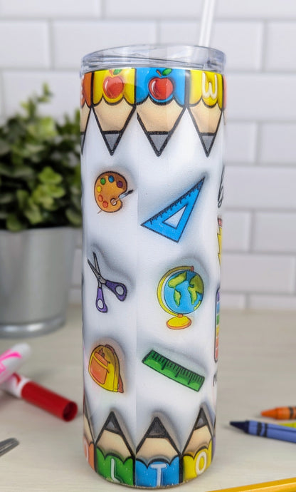 3-D Teacher Battery 20 oz Tumbler