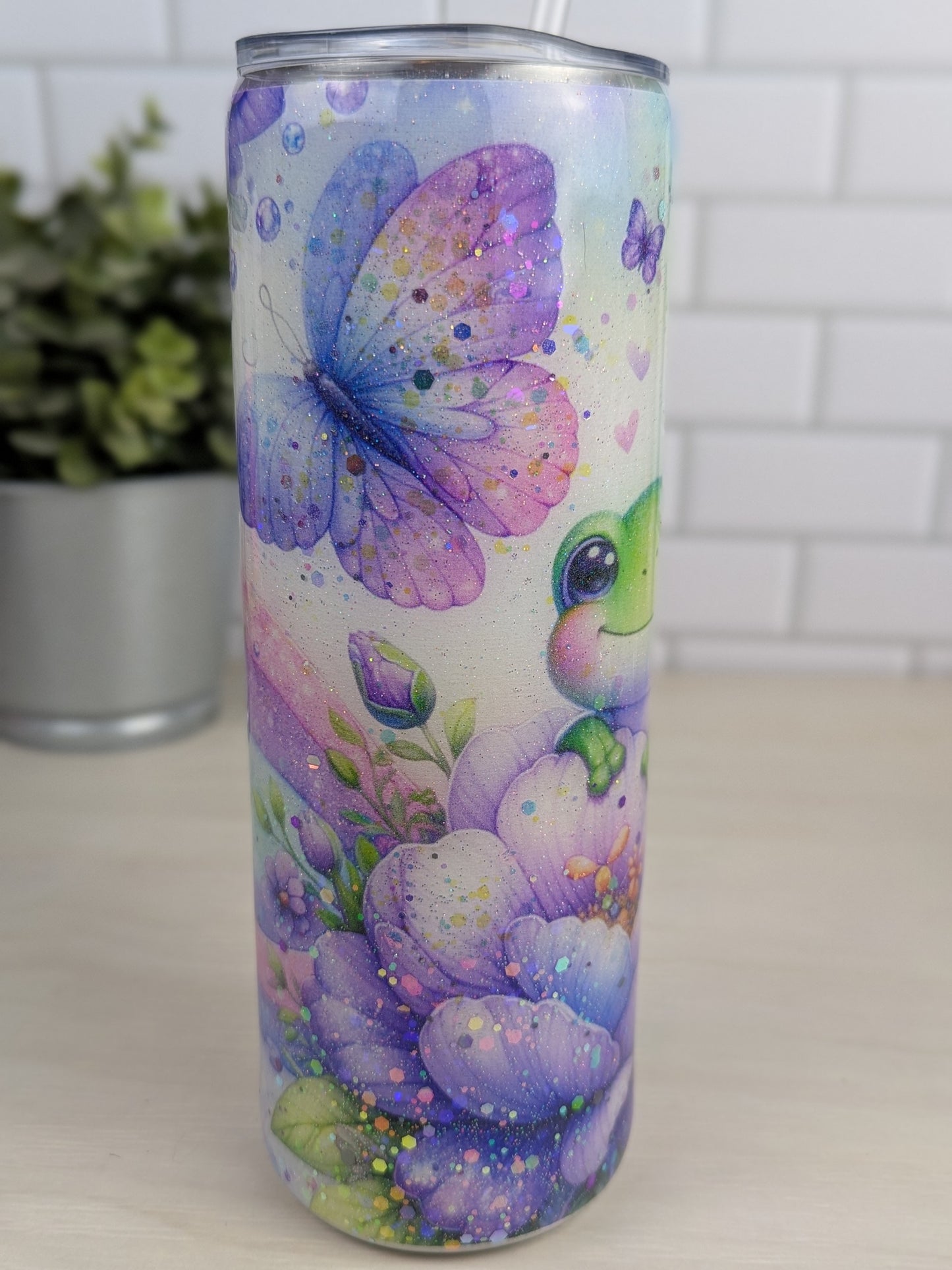 Cutesy Frog and Butterfly 20 oz Tumbler