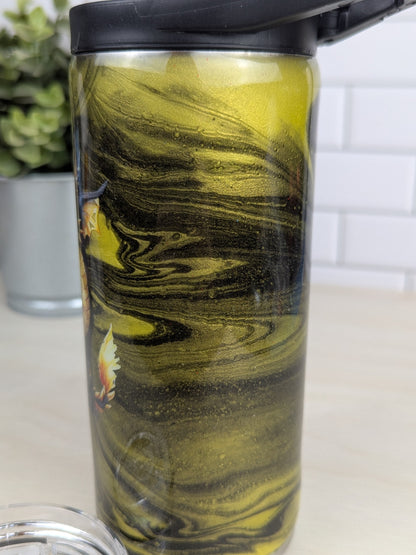 Black & Gold Swirl Dragon 15 oz Duo Lid Tumbler