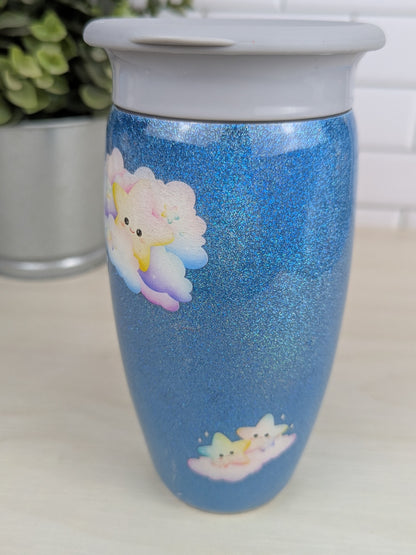 Twinkly Star Blue Holographic Glitter 12 oz All Around Sippy Cup