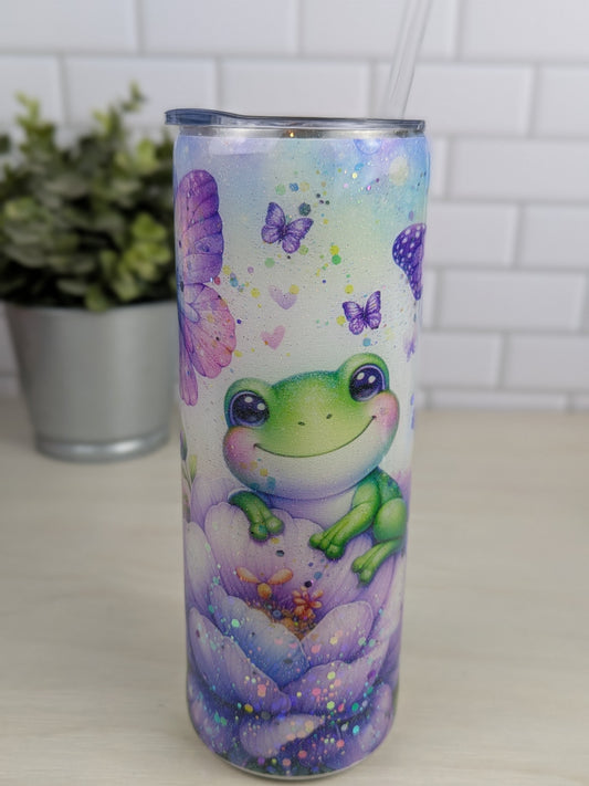 Cutesy Frog and Butterfly 20 oz Tumbler