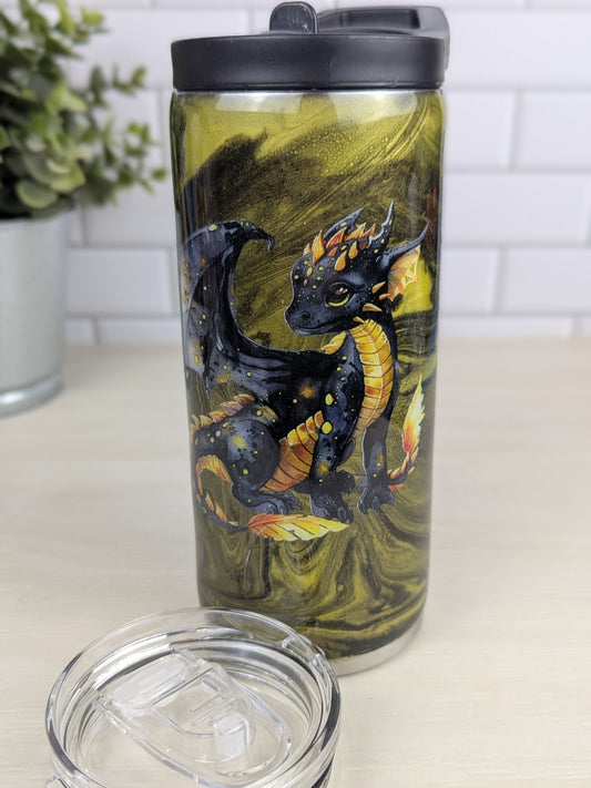 Black & Gold Swirl Dragon 15 oz Duo Lid Tumbler
