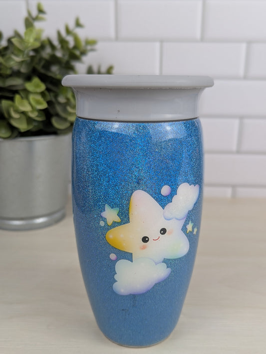 Twinkly Star Blue Holographic Glitter 12 oz All Around Sippy Cup