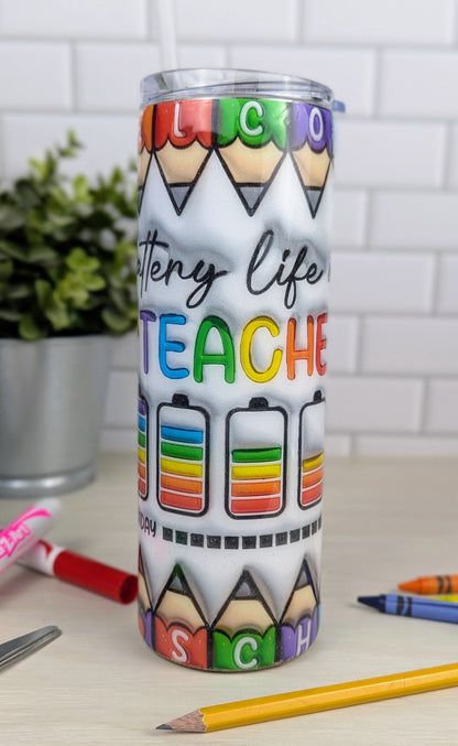 3-D Teacher Battery 20 oz Tumbler