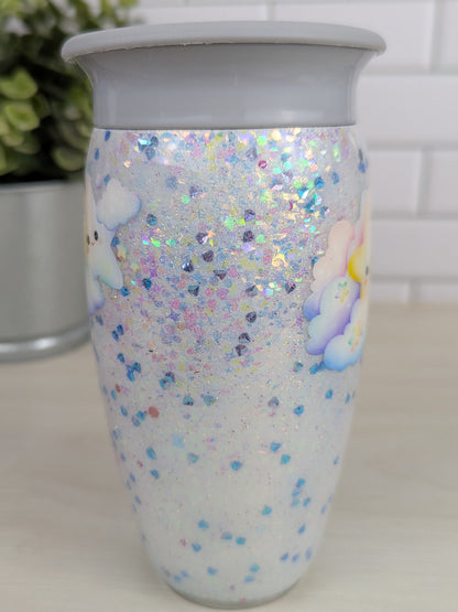 Twinkly Star White Glitter 12 oz All Around Sippy Cup