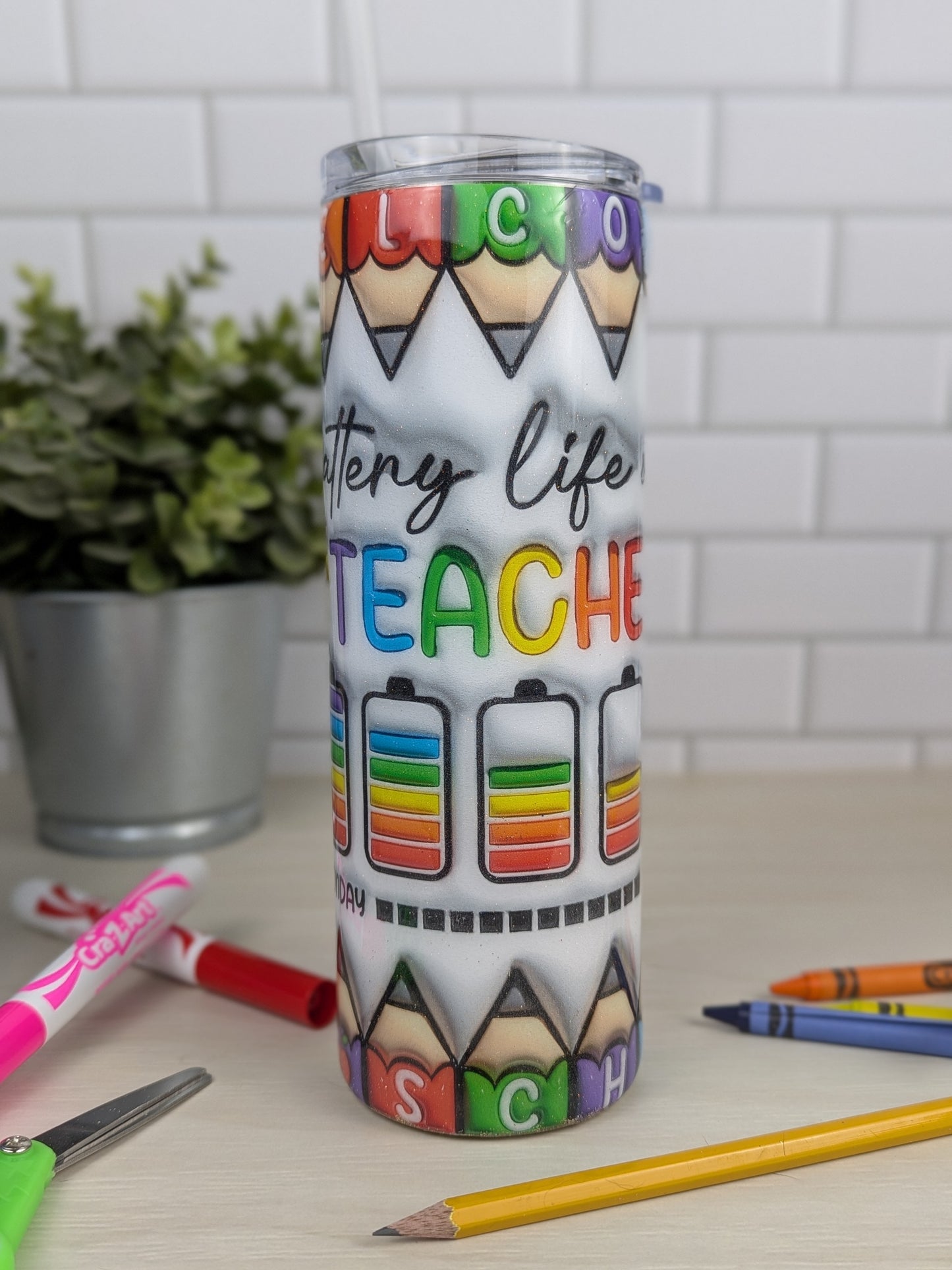 3-D Teacher Battery 20 oz Tumbler