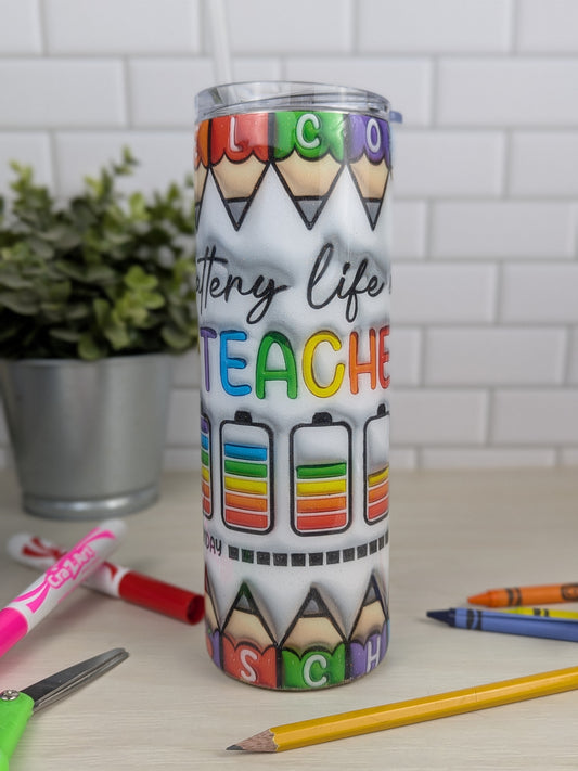 3-D Teacher Battery 20 oz Tumbler