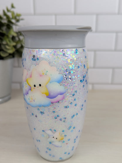 Twinkly Star White Glitter 12 oz All Around Sippy Cup