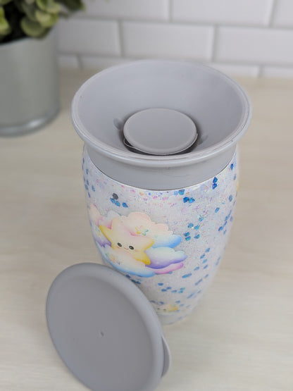 Twinkly Star White Glitter 12 oz All Around Sippy Cup