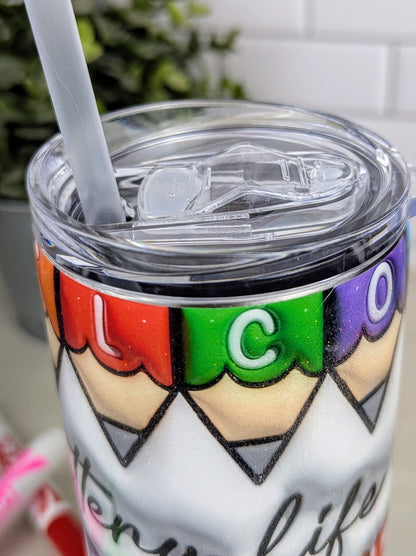3-D Teacher Battery 20 oz Tumbler